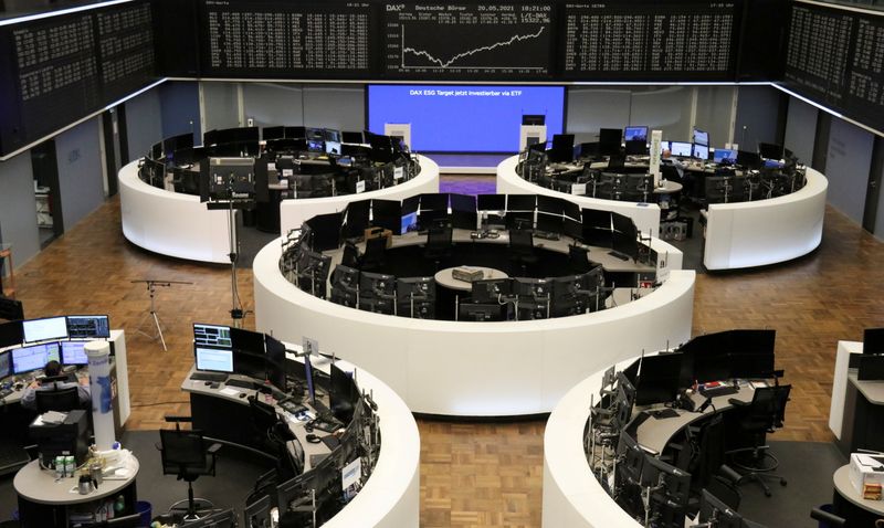 &copy; Reuters. The German share price index DAX graph is pictured at the stock exchange in Frankfurt, Germany, May 20, 2021.    REUTERS/Staff