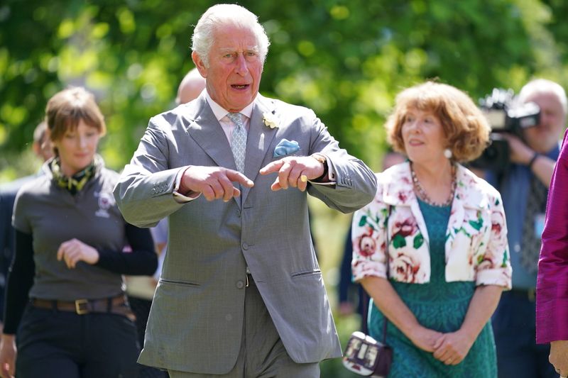 &copy; Reuters. Britain's Prince Charles gestures during a visit to Somerville College in Oxford as it celebrates its 140th anniversary and marks 100 years of Oxford degrees for women, in Oxford, Britain June 8, 2021. Jacob King/PA Wire/Pool via REUTERS