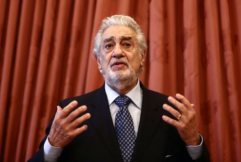 &copy; Reuters. Spanish tenor Placido Domingo speaks after receiving the "Honorary World Heritage Ambassador of Spain" award during a ceremony at Royal Theatre in Madrid, Spain, June 10, 2021. REUTERS/Sergio Perez