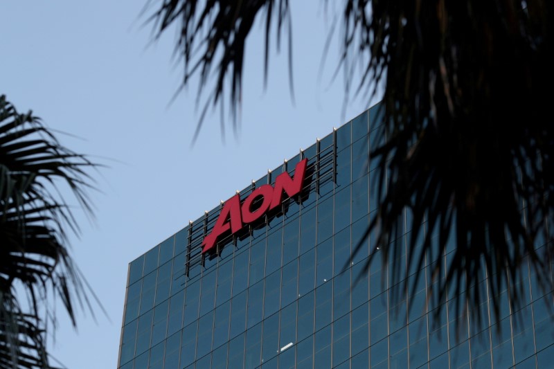 &copy; Reuters. FILE PHOTO: An office building with the Aon logo is seen amid the easing of the coronavirus disease (COVID-19) restrictions in the Central Business District of Sydney, Australia, June 3, 2020. REUTERS/Loren Elliott