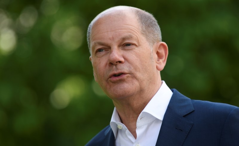 &copy; Reuters. Olaf Scholz, German Finance Minister and Chancellor candidate of the Social Democratic party SPD for the upcoming September general elections speaks during an interview with Reuters at the Federal Ministry of Finance in Berlin, Germany June 2, 2021.  REUT