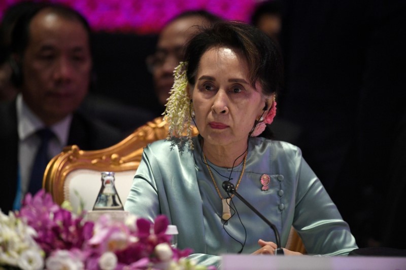 © Reuters. FILE PHOTO: State Counsellor of Myanmar Aung San Suu Kyi attends the 22nd ASEAN Plus Three Summit in Bangkok, Thailand, November 4, 2019. REUTERS/Chalinee Thirasupa/File Photo/File Photo