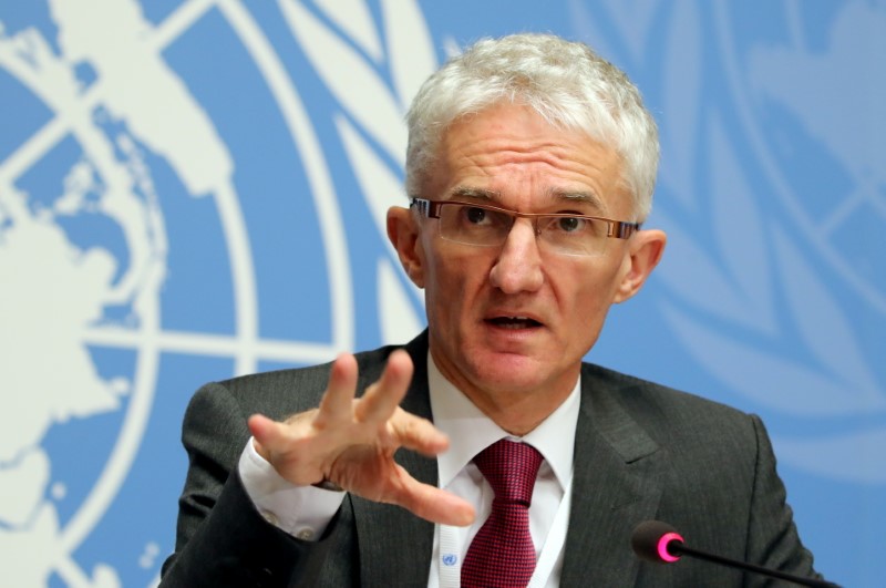 &copy; Reuters. FOTO DE ARCHIVO: El Secretario General Adjunto de Asuntos Humanitarios de la ONU y Coordinador de Ayuda de Emergencia (OCHA) Mark Lowcock asiste a una conferencia de prensa para el lanzamiento del "Panorama Humanitario Global 2019" en las Naciones Unidas 