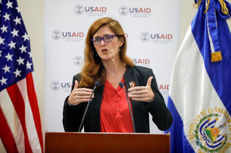 &copy; Reuters. Samantha Power, administrator of the United States Agency for International Development, delivers a speech during a visit to El Salvador at the Central American University in San Salvador, El Salvador June 14, 2021. REUTERS/Jose Cabezas