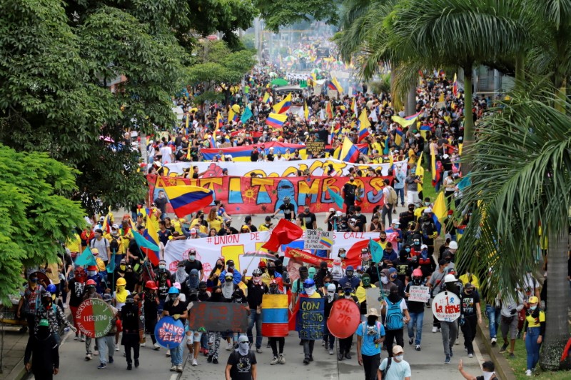 &copy; Reuters. Protesto na Colômbia
 28/5/2021   REUTERS/Juan B Diaz