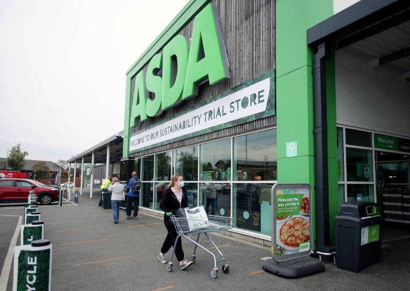 &copy; Reuters. FILE PHOTO: A general view shows the UK supermarket Asda, as the store launches a new sustainability strategy, in Leeds, Britain, October 19, 2020. REUTERS/Molly Darlington