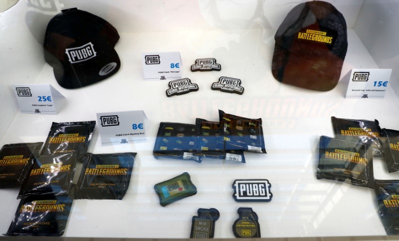&copy; Reuters. FILE PHOTO: Merchandising products are pictured at the PUBG Global Invitational 2018, the first official esports tournament for the computer game PlayerUnknown's Battlegrounds in Berlin, Germany, July 26, 2018.  REUTERS/Fabrizio Bensch