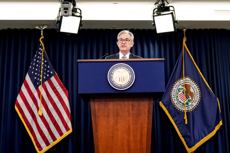 &copy; Reuters. FILE PHOTO: Federal Reserve Chair Jerome Powell holds a news conference following the Federal Open Market Committee meeting in Washington, U.S., December 11, 2019. REUTERS/Joshua Roberts/File Photo