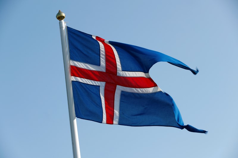 &copy; Reuters. FILE PHOTO: A national flag of Iceland flutters ahead of German Chancellor Angela Merkel's visit in Reykjavik, Iceland August 19, 2019. REUTERS/Ints Kalnins