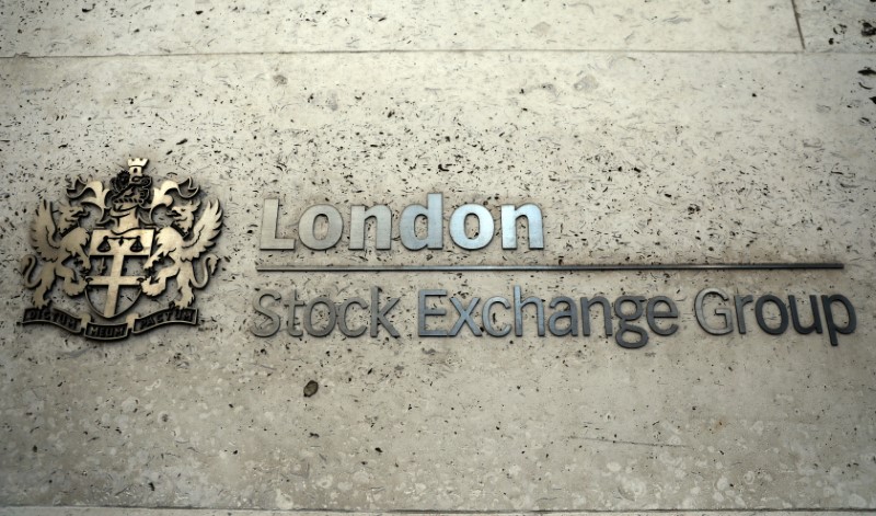 &copy; Reuters. FILE PHOTO:  A sign displays the crest and name of the London Stock Exchange in London, Britain August 15, 2017. REUTERS/Neil Hall/File photo