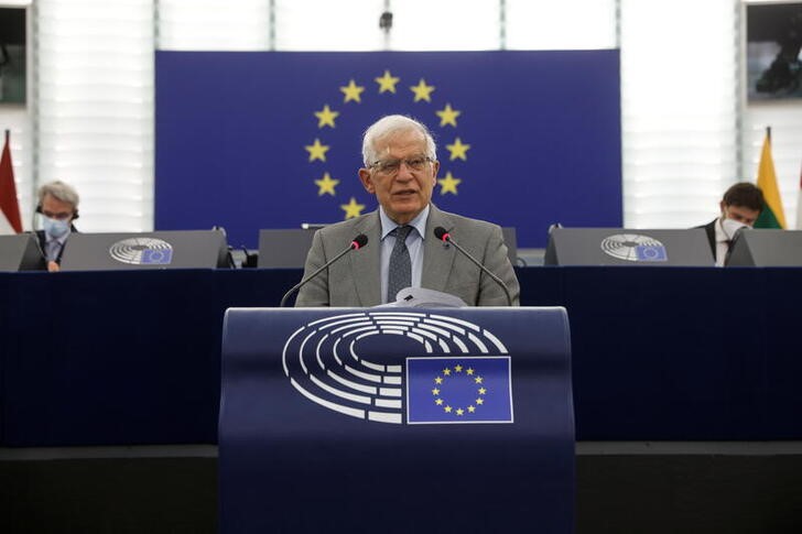 &copy; Reuters. Josep Borrell, vice president of the European commission in charge of coordinating the external action of the European Union, delivers a speech at the European Parliament, in Strasbourg, France, June 8, 2021. Jean-Francois Badias/Pool via REUTERS