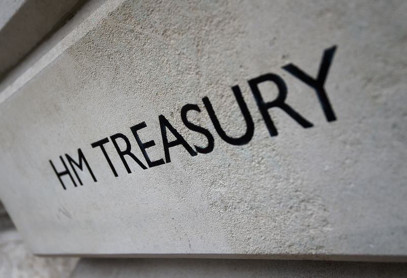 © Reuters. FILE PHOTO: The HM Treasury name is seen painted on the outside of Britain's Treasury building in central London, Britain March 15, 2016.  REUTERS/Toby Melville