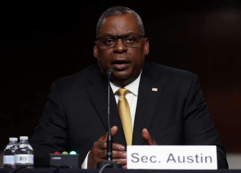 &copy; Reuters. FILE PHOTO: U.S. Secretary of Defense Lloyd Austin testifies before a Senate Armed Services Committee hearing on the Pentagon's budget request, on Capitol Hill in Washington, U.S. June 10, 2021.  REUTERS/Jonathan Ernst