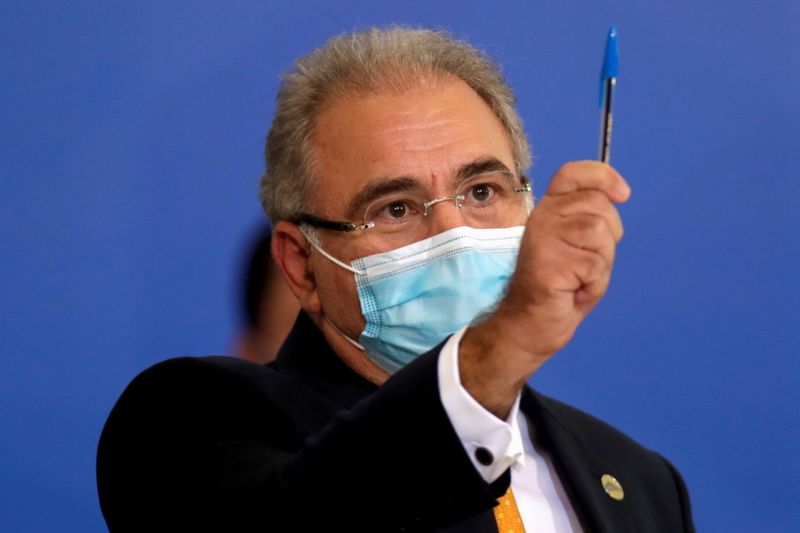 &copy; Reuters. Ministro da Saúde, Marcelo Queiroga, durante cerimônia no Palácio do Planalto
11/05/2021 REUTERS/Ueslei Marcelino