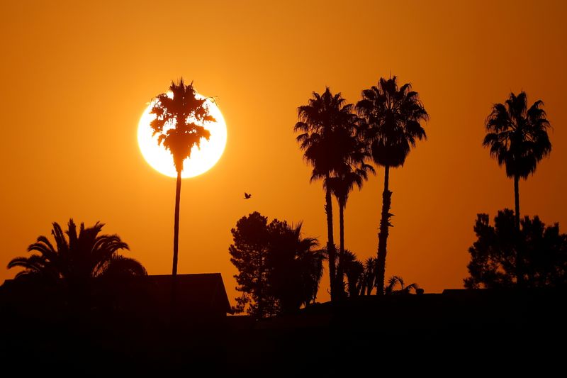 &copy; Reuters. IMAGEN DE ARCHIVO. Un amanecer surante la ola de calor en California, EEUU, Agosto 19, 2020. REUTERS/Mike Blake