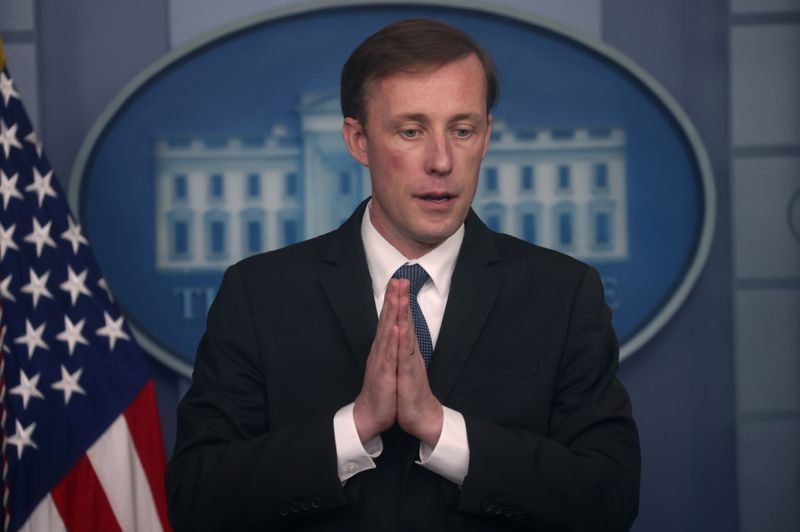 &copy; Reuters. FILE PHOTO: White House National Security Adviser Jake Sullivan takes questions during a press briefing at the White House in Washington, U.S., June 7, 2021. REUTERS/Leah Millis