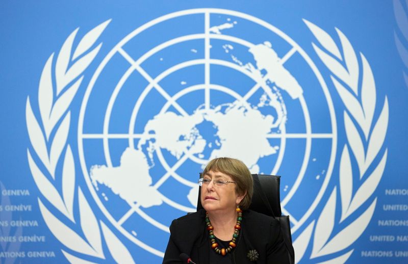 &copy; Reuters. FILE PHOTO: U.N. High Commissioner for Human Rights Michelle Bachelet attends a news conference at the European headquarters of the United Nations in Geneva, Switzerland, December 9, 2020. REUTERS/Denis Balibouse/File Photo
