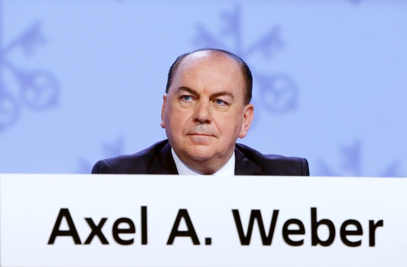 &copy; Reuters. Chairman of the Board of Directors, Axel Weber of Swiss bank UBS awaits the annual shareholder meeting in Basel, Switzerland May 4, 2017.  REUTERS/Arnd Wiegmann/Files