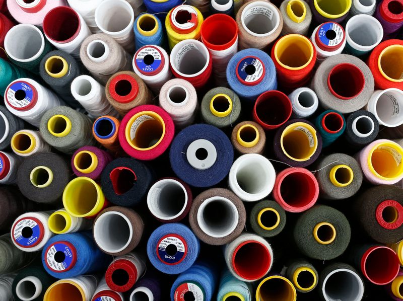 &copy; Reuters. Coloured cotton reels are seen at the Fashion Enter factory in London England, January 8, 2016. REUTERS/Eddie Keogh/Files