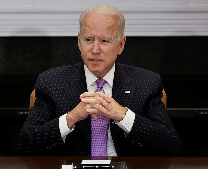 &copy; Reuters. U.S. President Joe Biden speaks during a meeting with emergency management officials to discuss FEMA?s efforts to respond to and prepare for extreme weather events, in the Roosevelt Room at the White House in Washington, U.S., June 22, 2021. REUTERS/Jonat