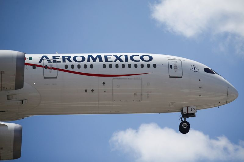 &copy; Reuters. FILE PHOTO: An Aeromexico airplane prepares to land on the airstrip at Benito Juarez international airport in Mexico City, Mexico, July 1, 2020. REUTERS/Edgard Garrido/File Photo