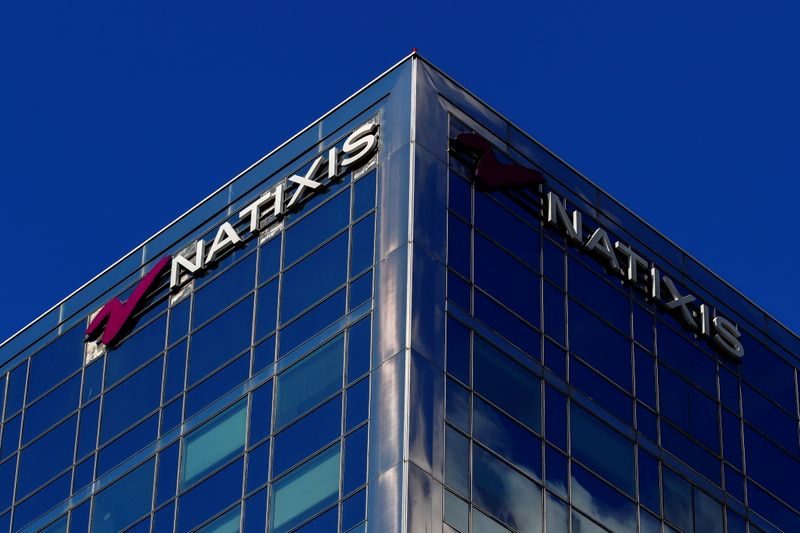 &copy; Reuters. FILE PHOTO: The logo of French bank Natixis is seen on one of their buildings in Paris, France, April 7, 2021. REUTERS/Gonzalo Fuentes