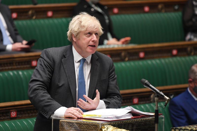 &copy; Reuters. British Prime Minister Boris Johnson takes questions in Parliament, in London, Britain June 23, 2021. UK Parliament/Jessica Taylor/Handout via REUTERS 