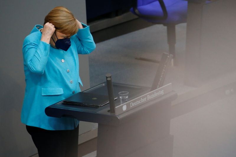 &copy; Reuters.  ６月２５日、ドイツのメルケル首相（写真）は、欧州連合（ＥＵ）首脳会議の初日では、ドイツとフランスが提案したロシア・ＥＵ間の首脳会議について合意に至らなかったと明らかにし