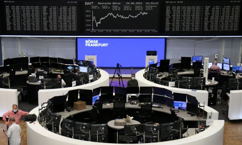 &copy; Reuters. The German share price index DAX graph is pictured at the stock exchange in Frankfurt, Germany, June 24, 2021. REUTERS/Staff