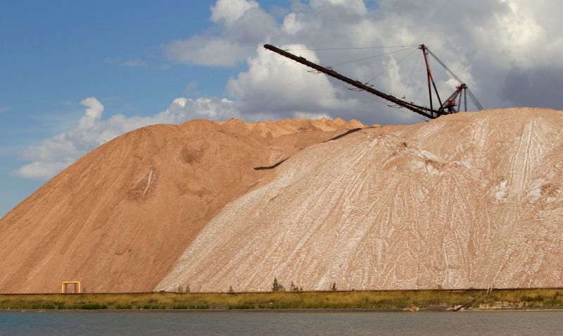 &copy; Reuters. FILE PHOTO: A general view shows waste heaps at Belaruskali potash mines near the town of Soligorsk, some 130 km (81 miles) south of Minsk, August 31, 2013. Photo taken August 31, 2013.  REUTERS/Vasily Fedosenko/File Photo