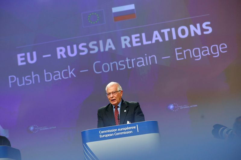 &copy; Reuters. European High Representative of the Union for Foreign Affairs, Josep Borrell speaks during a news conference at the European Commission headquarters, in Brussels, Belgium June 16, 2021. REUTERS/Johanna Geron/Pool