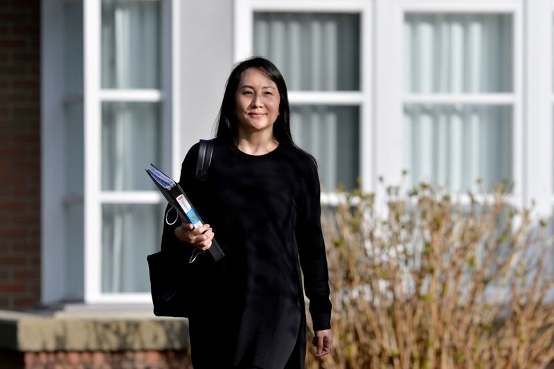 &copy; Reuters. FILE PHOTO: Huawei Technologies Chief Financial Officer Meng Wanzhou leaves her home to attend a court hearing in Vancouver, British Columbia, Canada March 22, 2021. REUTERS/Jennifer Gauthier/File Photo