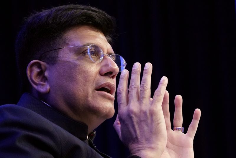 &copy; Reuters. FILE PHOTO: Piyush Goyal, India's Minister of Railways and Minister of Commerce and Industry, attends a session at the 50th World Economic Forum (WEF) annual meeting in Davos, Switzerland, January 21, 2020. REUTERS/Denis Balibouse
