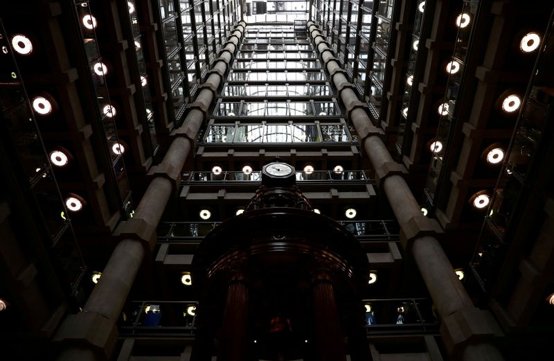 &copy; Reuters. FILE PHOTO: The interior of the Lloyd's of London building is seen in the City of London financial district in London, Britain, April 16, 2019. Picture taken April 16, 2019. REUTERS/Hannah McKay/File Photo