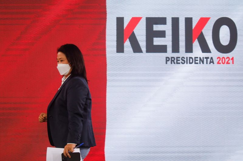 &copy; Reuters. Peru's presidential candidate Keiko Fujimori attends a news conference, in Lima, Peru June 17, 2021. REUTERS/Sebastian Castaneda