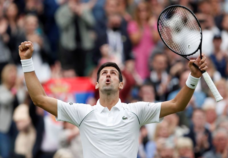 &copy; Reuters. Djokovic celebra vitória em Wimbledon
 28/6/2021  REUTERS/Paul Childs