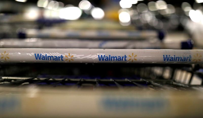 &copy; Reuters. FILE PHOTO: The logo of Walmart is seen on shopping trolleys at their store in Sao Paulo, Brazil February 14, 2018. REUTERS/Paulo Whitaker
