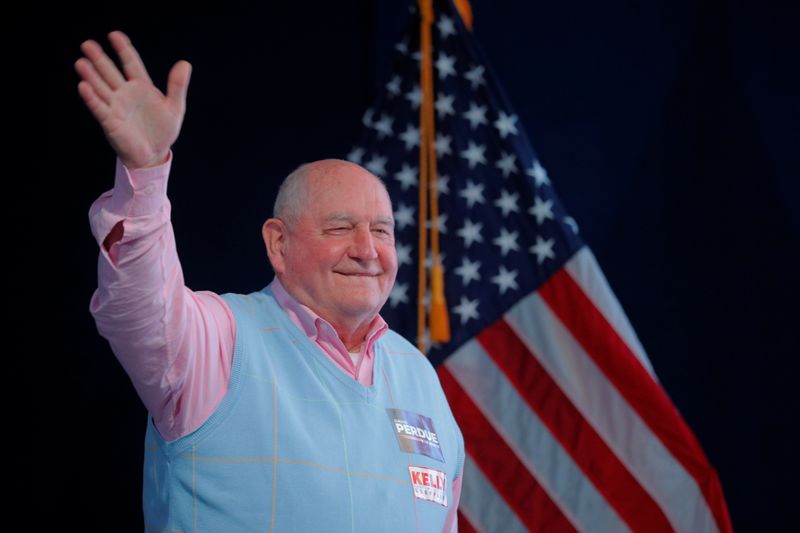 &copy; Reuters. FILE PHOTO: U.S. Secretary of Agriculture Sonny Perdue takes the stage to speak at the GA GOP election night event for the run-off election for Georgia’s two Senate seats, featuring incumbent Republican U.S. Senators David Perdue and Kelly Loeffler and 