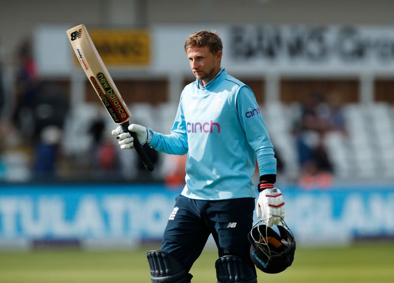 &copy; Reuters. Cricket - First One Day International - England v Sri Lanka - Emirates Riverside, Chester-le-Street, Britain - June 29, 2021 England's Joe Root waves to the crowd after winning the match Action Images via Reuters/Andrew Boyers