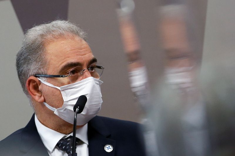 &copy; Reuters. Ministro da Saúde, Marcelo Queiroga, durante depoimento à CPI da Covid no Senado
08/06/2021 
REUTERS/Adriano Machado