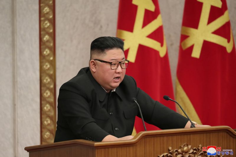 &copy; Reuters. FILE PHOTO: North Korean leader Kim Jong Un attends a plenary meeting of the Workers' Party central committee in Pyongyang, North Korea in this photo supplied by North Korea's Central News Agency (KCNA) on February 10, 2021.    KCNA via REUTERS   