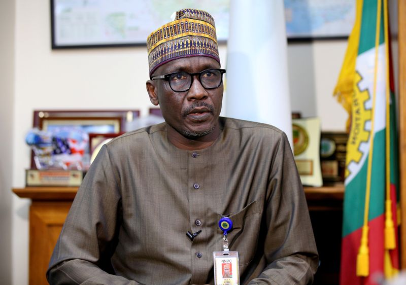 &copy; Reuters. FILE PHOTO: The head of Nigeria's state oil company NNPC, Mele Kyari, speaks during an interview with Reuters in Abuja, Nigeria August 7, 2019. REUTERS/Afolabi Sotunde/File Photo