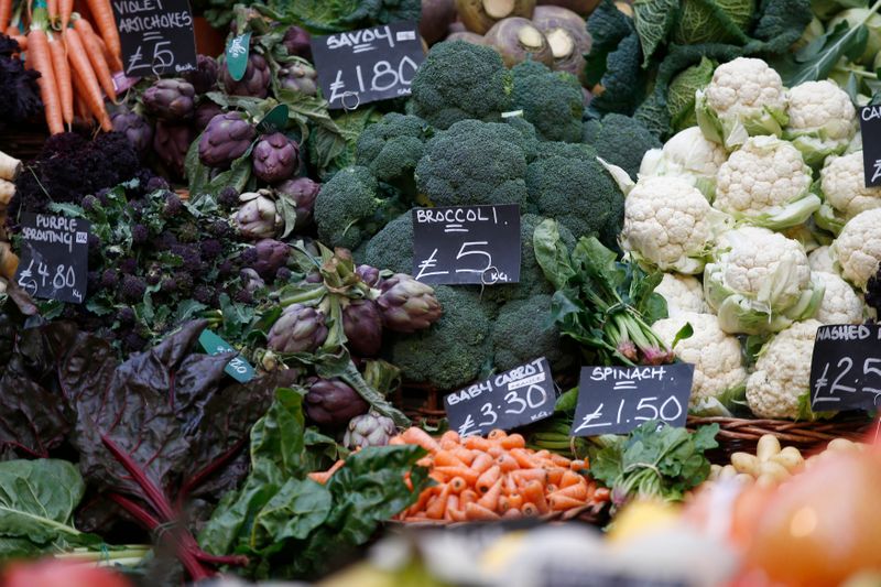 &copy; Reuters. FILE PHOTO: Broccoli is seen for sale amongst other vegetables at a market, in London, Britain February 3, 2017. REUTERS/Peter Nicholls