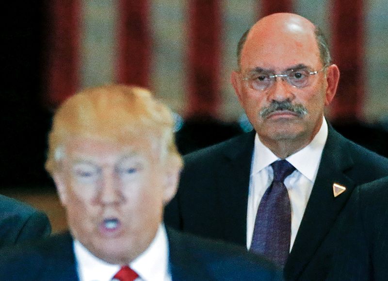 &copy; Reuters. FILE PHOTO: Trump Organization chief financial officer Allen Weisselberg looks on as then-U.S. Republican presidential candidate Donald Trump speaks during a news conference at Trump Tower in Manhattan, New York, U.S., May 31, 2016. REUTERS/Carlo Allegri/