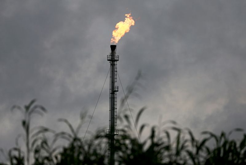 &copy; Reuters. FILE PHOTO: A vertical gas flaring furnace is seen in Ughelli, Delta State, Nigeria September 16, 2020. Picture taken September 16, 2020. REUTERS/Afolabi Sotunde/File Photo