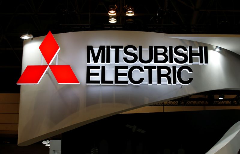 &copy; Reuters. A logo of Mitsubishi Electric Corp is pictured at the CEATEC JAPAN 2017 (Combined Exhibition of Advanced Technologies) at the Makuhari Messe in Chiba, Japan, October 2, 2017.   REUTERS/Toru Hanai/Files