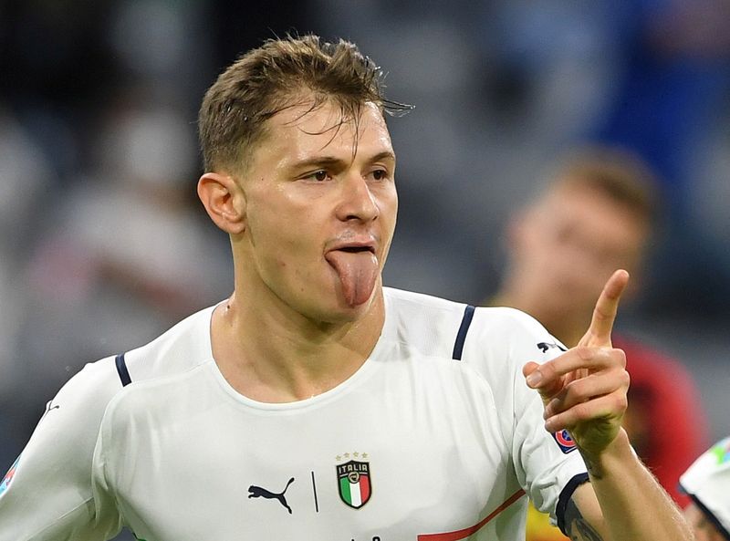 &copy; Reuters. Nicolo Barella comemora gol marcado em vitória da Itália sobre a Bélgica na Euro
02/07/2021
Pool via REUTERS/Christof Stache