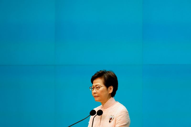 &copy; Reuters. 　７月６日　香港政府トップの林鄭月娥（キャリー・ラム）行政長官は６日の会見で、香港の個人情報保護法の見直し案について、インターネット上で個人情報を無断で暴露する「ドクシン