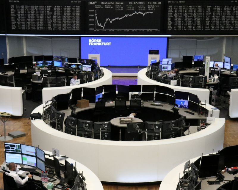&copy; Reuters. The German share price index DAX graph is pictured at the stock exchange in Frankfurt, Germany, July 5, 2021.    REUTERS/Staff