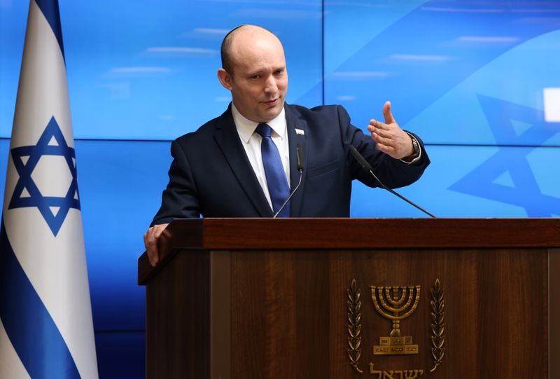 &copy; Reuters. Israeli Prime Minister Naftali Bennett speaks during a news conference on economy in Jerusalem, July 6, 2021. Menahem Kahana/Pool via REUTERS